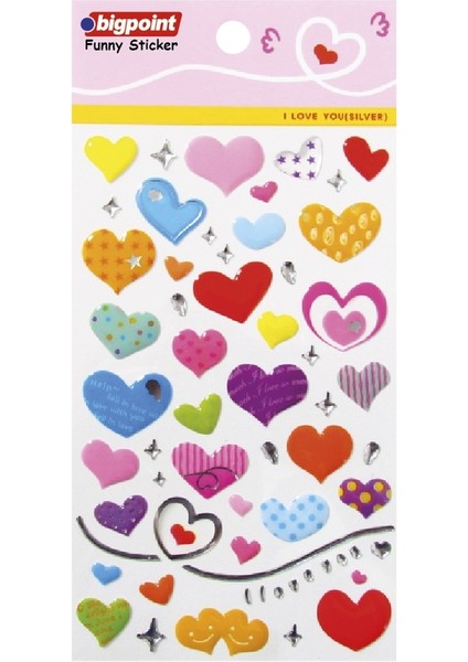 Sticker Karışık Kalpler 15'li Paket