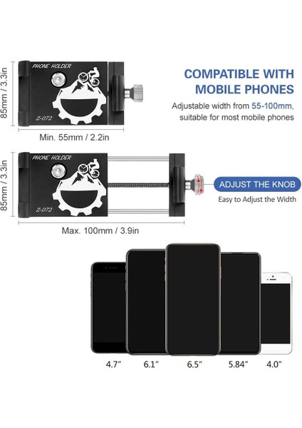 Bisiklet Motorsiklet Evrensel Cep Telefonu Tutucu Alüminyum Paslanmaz - Bütün Telefonlarla Uyumlu - Metal Dayanıklı Siyah