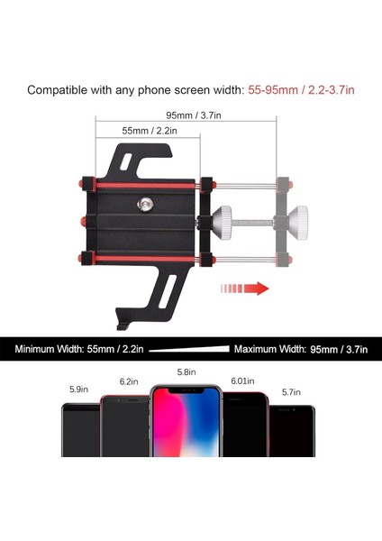 Alüminyum Motorsiklet Bisiklet Cep Telefonu Tutucu - Darbeye Dayanıklı Paslanmaz  - 360 Derece Dönebilir - Evrensel Uygunluk Kırmızı