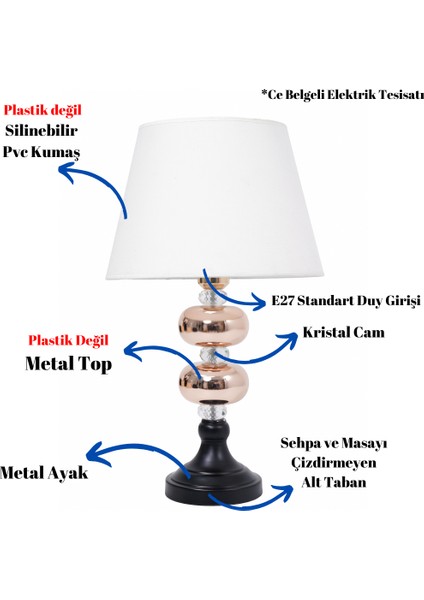 Th - 250186 Gold Renk Metal Toplu Ayaklı Abajur Masa Lambası fiyatları