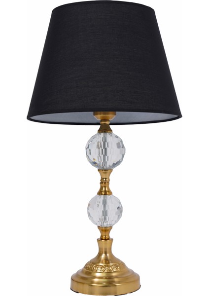 Th - 250204 Eskitme Renk Metal Ayaklı Kristal Cam Abajur Masa Lambası