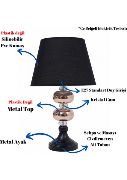 Th - 250186 Gold Renk Metal Toplu Ayaklı Abajur Masa Lambası fiyatları