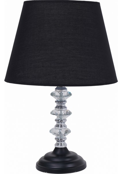 Th - 250182 Krom Renk Toplu Metal Ayaklı Kristal Cam Abajur Masa Lambası