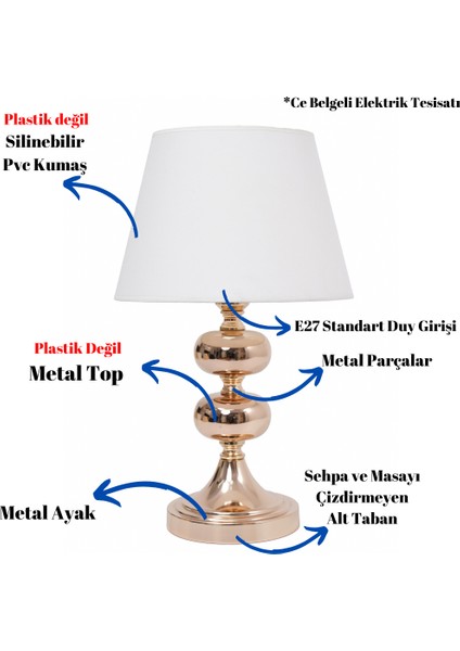 Th - 250146 Gold Renk Metal Toplu Ayaklı Abajur Masa Lambası fiyatları
