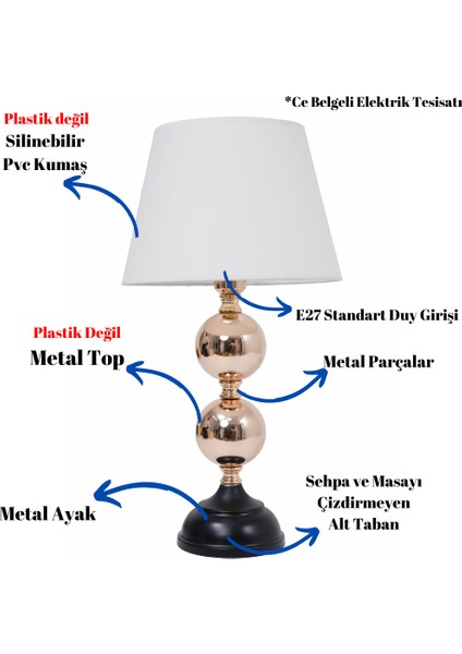 Th - 250174 Gold Renk Metal Toplu Ayaklı Abajur Masa Lambası fiyatları