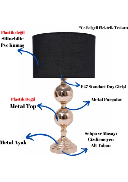 Th - 250155 Gold Renk Metal Toplu Ayaklı Abajur Masa Lambası fiyatları