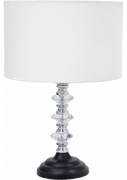 Th - 250183 Krom Renk Toplu Metal Ayaklı Kristal Cam Abajur Masa Lambası