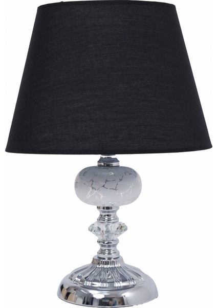 Th - 250192 Krom Renk Desenli Metal Toplu Ayaklı Abajur Masa Lambası
