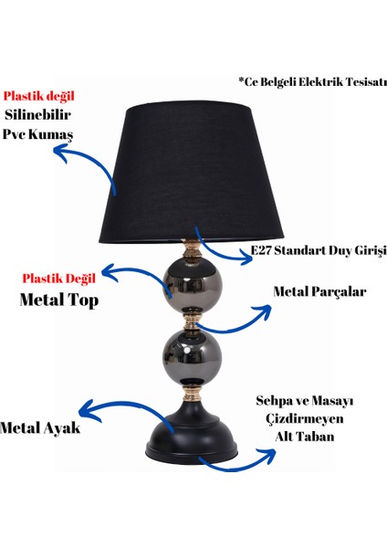 Th - 250202 Gold Renk Metal Toplu Ayaklı Abajur Masa Lambası fiyatları