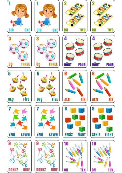 Notpa 20 Parça Sayılar Serisi Zeka Kartları Eşleştirme Oyunu Hafıza Kartı Ahşap Eğitici Puzzle