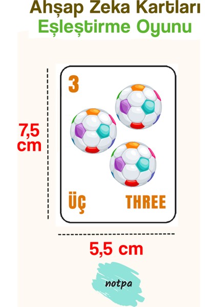 Notpa 20 Parça Sayılar Serisi Zeka Kartları Eşleştirme Oyunu Hafıza Kartı Ahşap Eğitici Puzzle