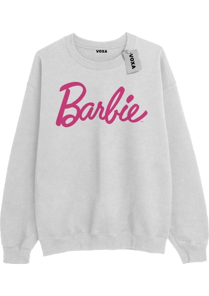 Oversize Unisex College Barbie Kalın 3 Ip Baskılı Sweat