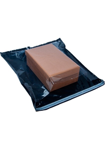 35 x 45 + 5 cm Kargo Poşeti Siyah + Şeffaf Büyük Boy Kargo Torbası 80 Mikron