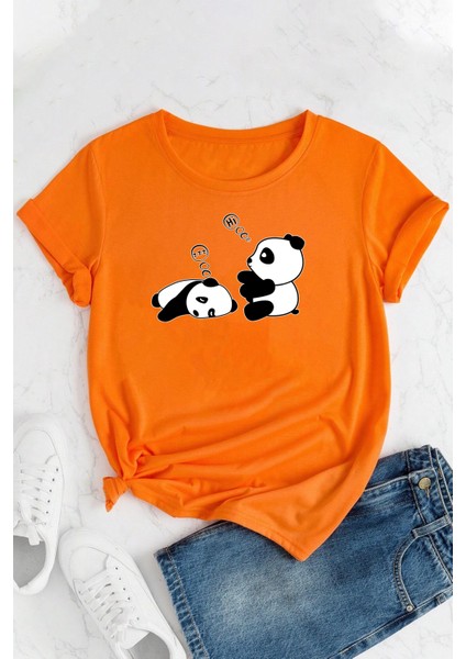 Only Trendwear Uykucu Panda Baskılı Tasarım Tshirt