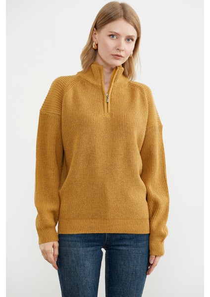 Yarım Balıkçı Yaka Fermuarlı Triko Kazak - Güneş fiyatları