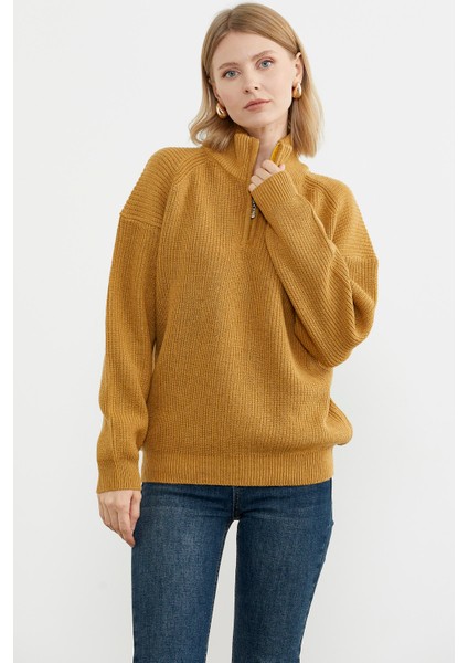 Yarım Balıkçı Yaka Fermuarlı Triko Kazak - Güneş fırsatları