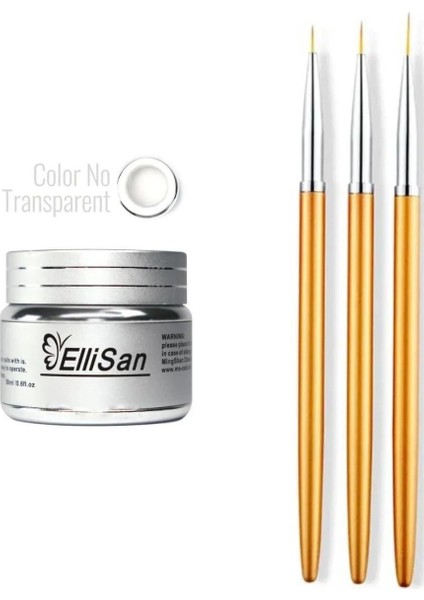 Protez Tırnak Jeli Builder Gel 56 gr + Tırnak Süsleme Desen Fırçası Seti No:2191