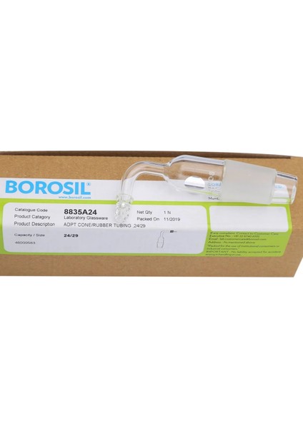 Cam Büyütme Adaptörü Genişletme Soket Şilif:24 29 Koni Şilif:19 26 100% Borosilikat