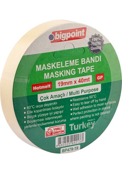 Maskeleme Bandı 18 mm x 40 m 6'lı Kutu