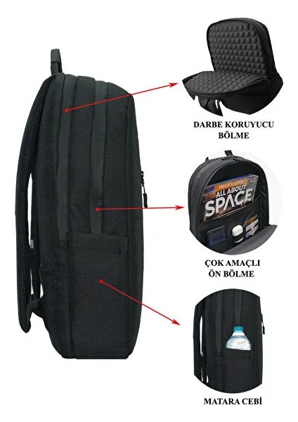 17.3-15.6 Inç 5 Bölmeli Darbe Korumalı Su Itici Kumaş ve Fermuar Özellikli Laptop Sırt Çantası modelleri