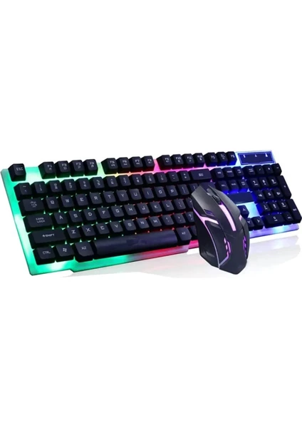 Gaming Oyuncu Klavye Mouse Set, LED Işıklı Kablolu Oyuncu Klavyesi