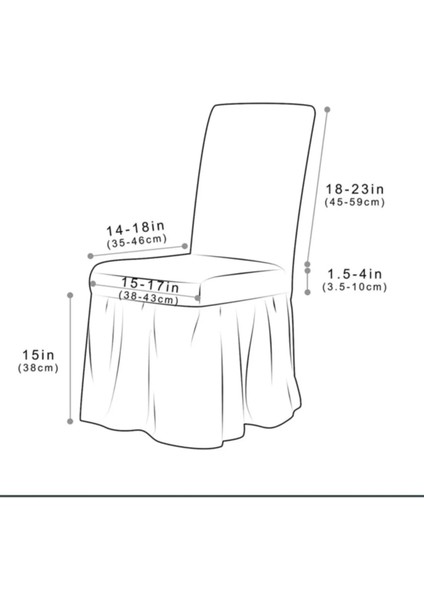 Sandalye Kılıfı Likralı Bürümcük Etekli Lastikli Yıkanabilir Sandalye Örtüsü 6ADET