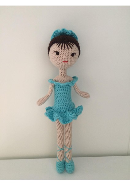 Mavi Balerin Bebek Amigurumi Organik Oyuncak