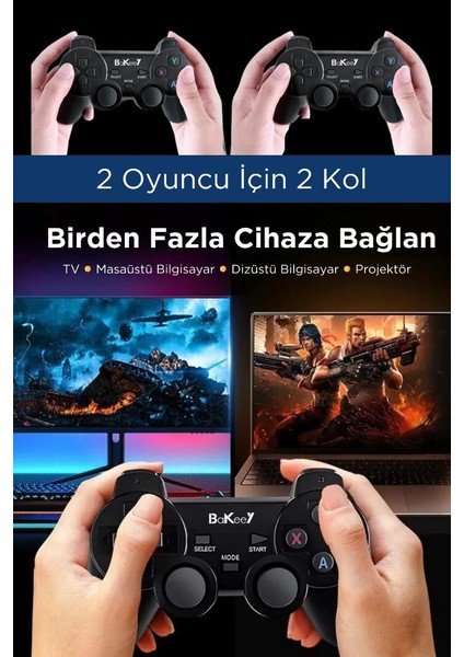 Taşınabilir 2.4g Kablosuz Çift Kollu 20000 Atari Oyunlu Oyun Konsolu 4K Game Stick Karne Hediyesi Retro Oyun Konsolu