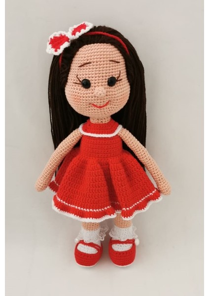 Kırmızı Fatoş Bebek Amigurumi Organik Oyuncak