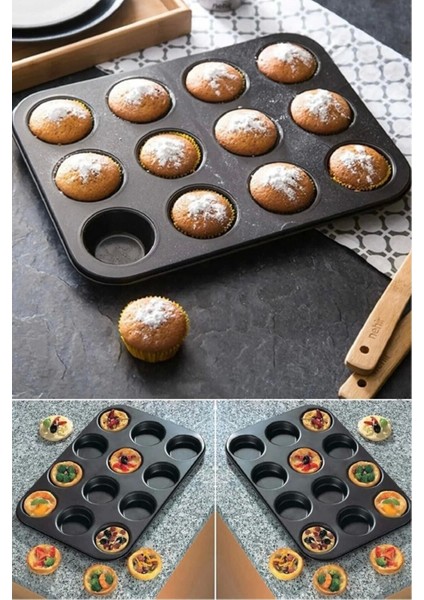Muffin Kalıbı 12'li Kek Pasta Kurabiye Cupcake Lüx Muffin Kalıbı Kek Çörek Fırın Kapsülü fırsatları
