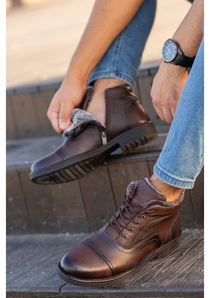 Erkek Deri Içi Kürklü Fermuarlı Kışlık Bot modelleri