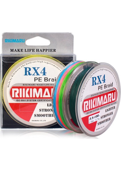 Rikimaru 0.30 mm Rx4-4 Katlı 150 Metre,21.9 kg Çeker ,yeşil Renkli Ip,örgü,ipek Misina