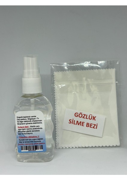 Gözlük Temizleme Solüsyonu ve Küçük Boy Silme Bezi