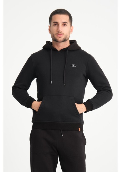 Siyah Kanguru Cepli Kapüşonlu Erkek Sweatshirt fiyatları