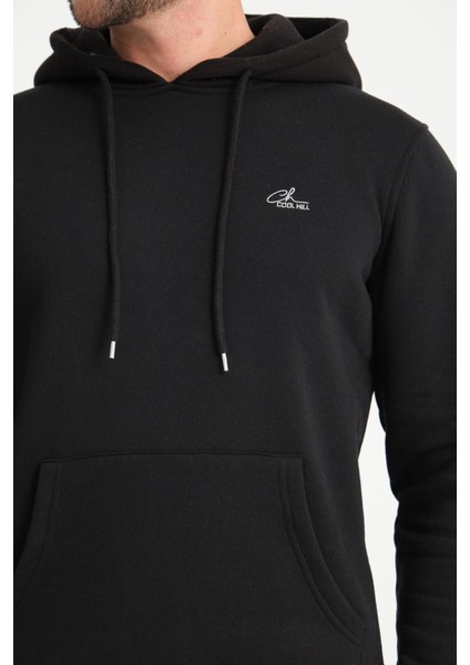 Siyah Kanguru Cepli Kapüşonlu Erkek Sweatshirt indirimleri