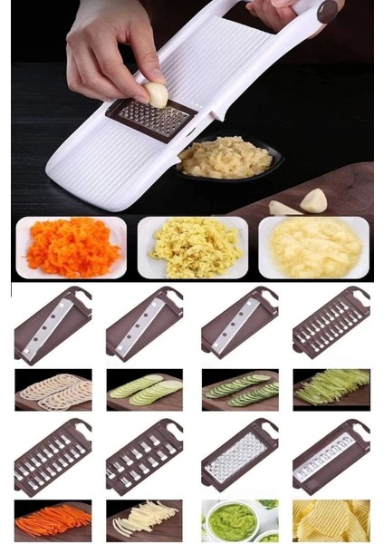 Çok Fonksiyonlu Paslanmaz 8 Bıçaklı Rende Sebze Patates Doğrayıcı Dilimleyici Pratik Rende Seti