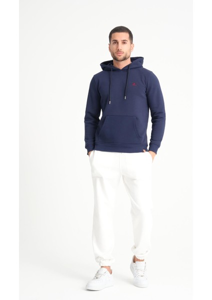 Lacivert Kanguru Cepli Kapüşonlu Erkek Sweatshirt