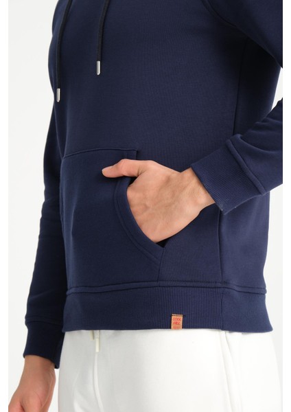 Lacivert Kanguru Cepli Kapüşonlu Erkek Sweatshirt indirimleri