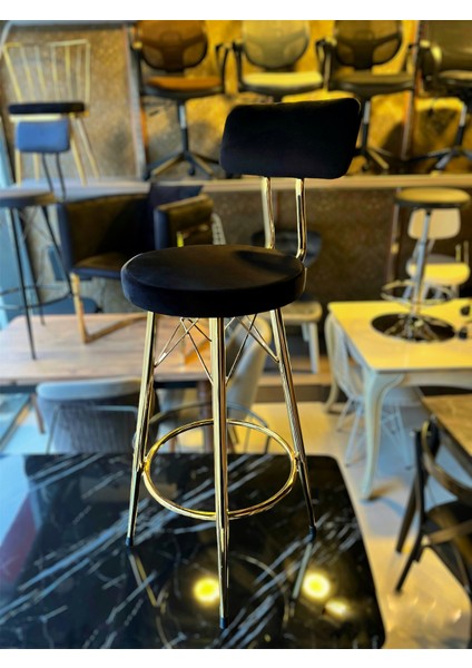Yeni Tasarım Mila Bar Sandalyesi Gold 65 cm Siyah.90 Cmden 99 Cme Kadar Olan Ada&masalara Uyumlu. modelleri