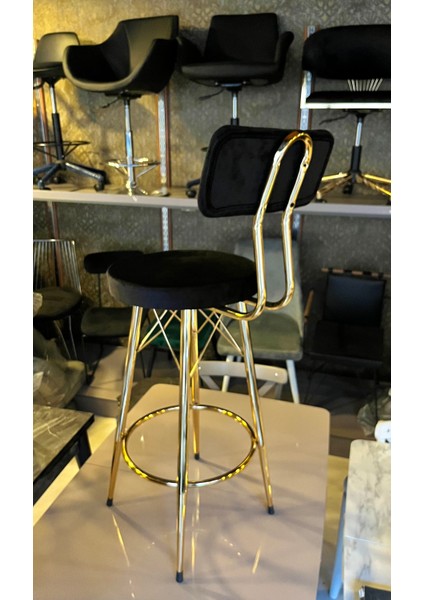Yeni Tasarım Mila Bar Sandalyesi Gold 65 cm Siyah.90 Cmden 99 Cme Kadar Olan Ada&masalara Uyumlu. fırsatları