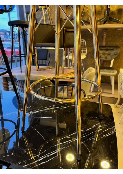 Yeni Tasarım Mila Bar Sandalyesi Gold 65 cm Siyah.90 Cmden 99 Cme Kadar Olan Ada&masalara Uyumlu. indirimleri