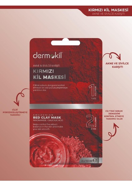 Akne ve Sivilce Karşıtı Kırmızı Kil Maskesi 15 ml