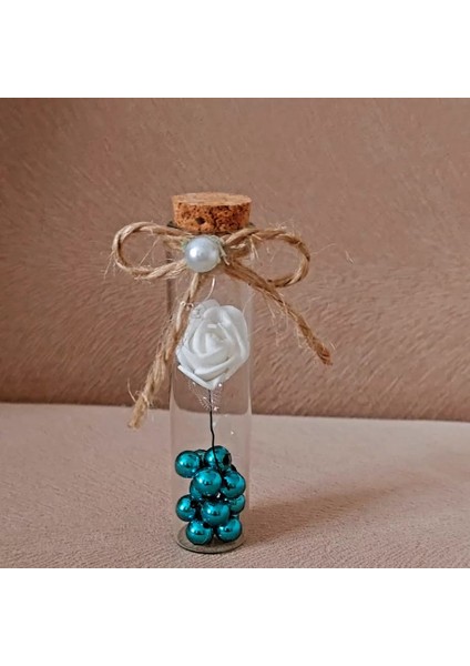 Mini Fanusta Boncuklu Çiçek Nikah Kına Düğün Bebek Süsü 10 Adet modelleri