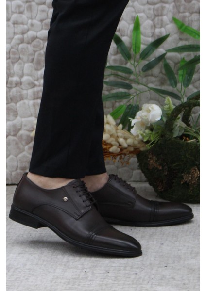 420201 Kahve Iç Ve Dış Deri Kauçuk Taban Erkek Ayakkabı