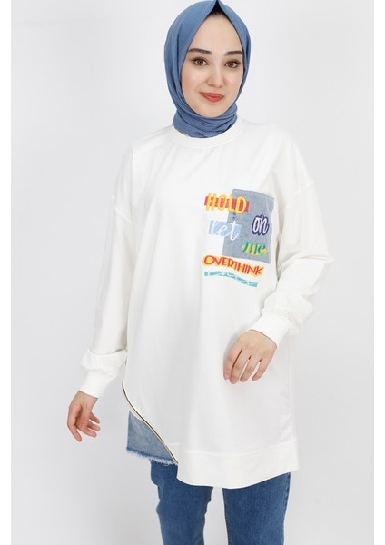 3165 Nakış Detaylı 2 Ip Sweatshirt