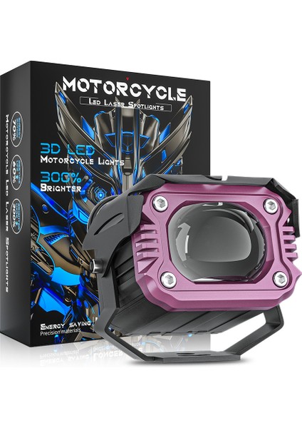 Motosiklet Çakar Modlu Lazer LED Sis Farı 2 Adet Çift Renk Beyaz Sarı Ultra Güçlü Sis Farı