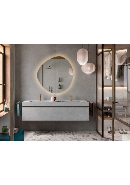 LED Işıklı Asimetrik Model Dekoratif Duvar Aynası, Modern Eşsiz Ayna, Ayna Duvar Dekorasyon Ürünü fiyatları