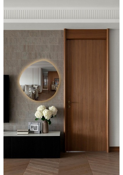 LED Işıklı Asimetrik Model Dekoratif Duvar Aynası, Modern Eşsiz Ayna, Ayna Duvar Dekorasyon Ürünü modelleri