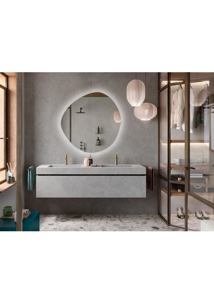 LED Işıklı Asimetrik Model Dekoratif Duvar Aynası, Modern Eşsiz Ayna, Ayna Duvar Dekorasyon Ürünü fiyatları