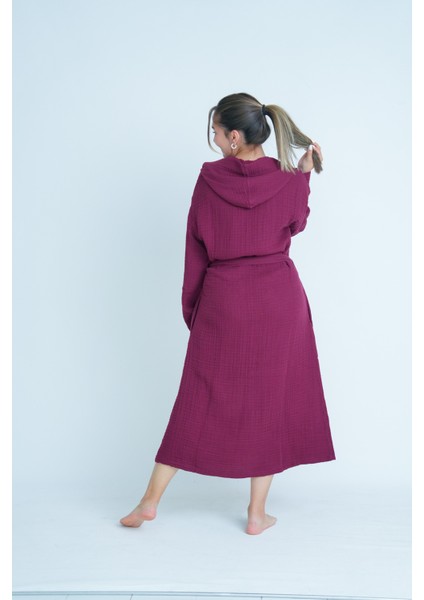 Unisex Kapüşonlu 4 Katlı Müslin Bornoz/sabahlık fiyatları